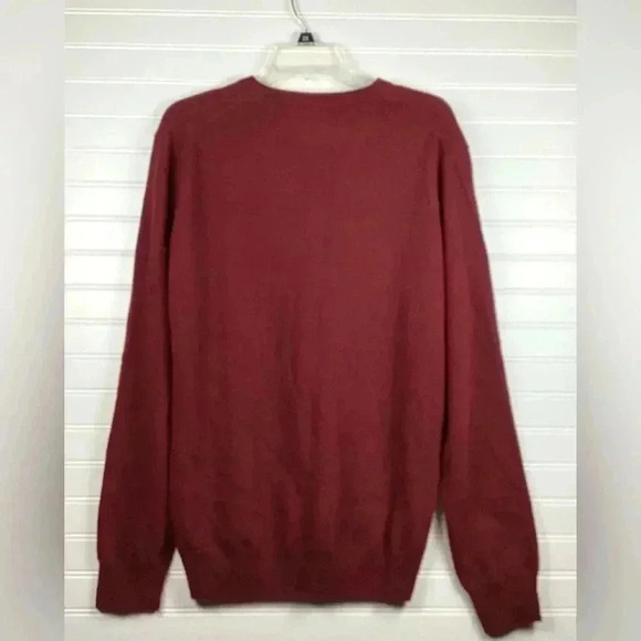 Mantovani Studio NWT 100% Italian Cashmere V-Neck Burgundy Sweater Large - Picture 7 of 10
